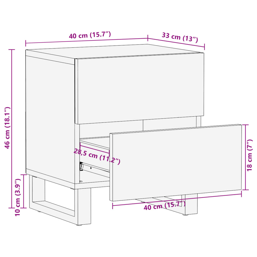 Bedside Cabinet 40x33x46 cm Solid Wood Reclaimed