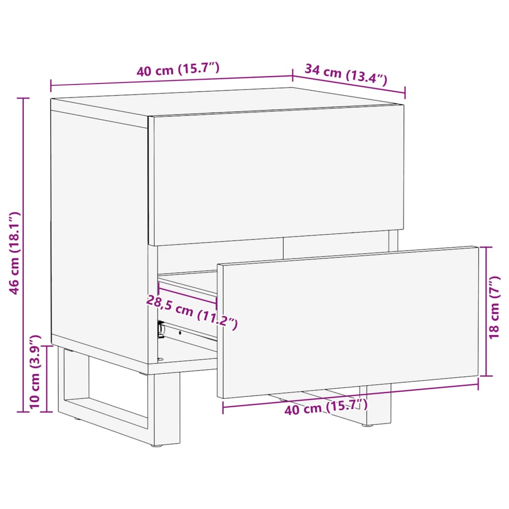 Bedside Cabinets 2 pcs 40x33x46 cm Solid Wood Reclaimed