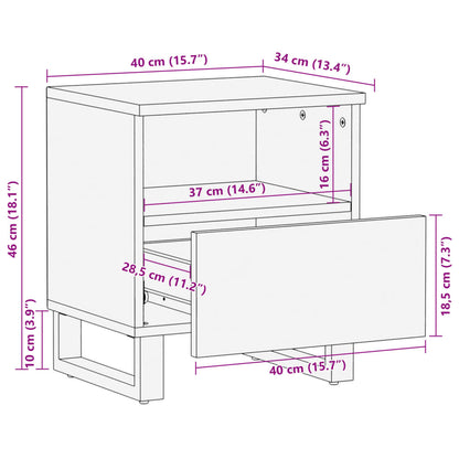 Bedside Cabinet 40x33x46 cm Solid Wood Rough Mango