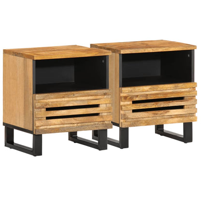 Bedside Cabinets 2 pcs 40x33x46 cm Solid Wood Rough Mango