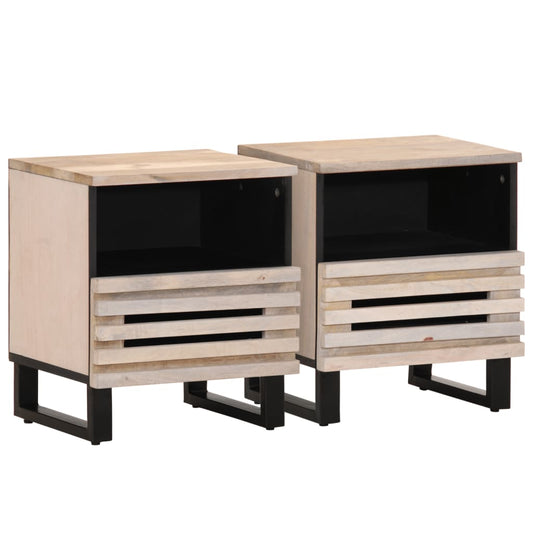 Bedside Cabinets 2 pcs 40x33x46 cm Solid Wood Bleached Mango