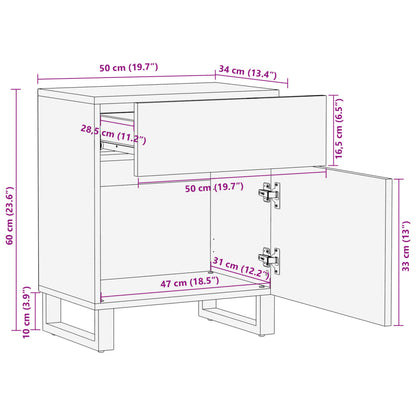 Bedside Cabinet White 50x34x60 cm Solid Wood Mango