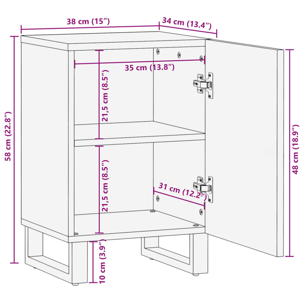 Bathroom Cabinet 38x34x58 cm Solid Wood Acacia