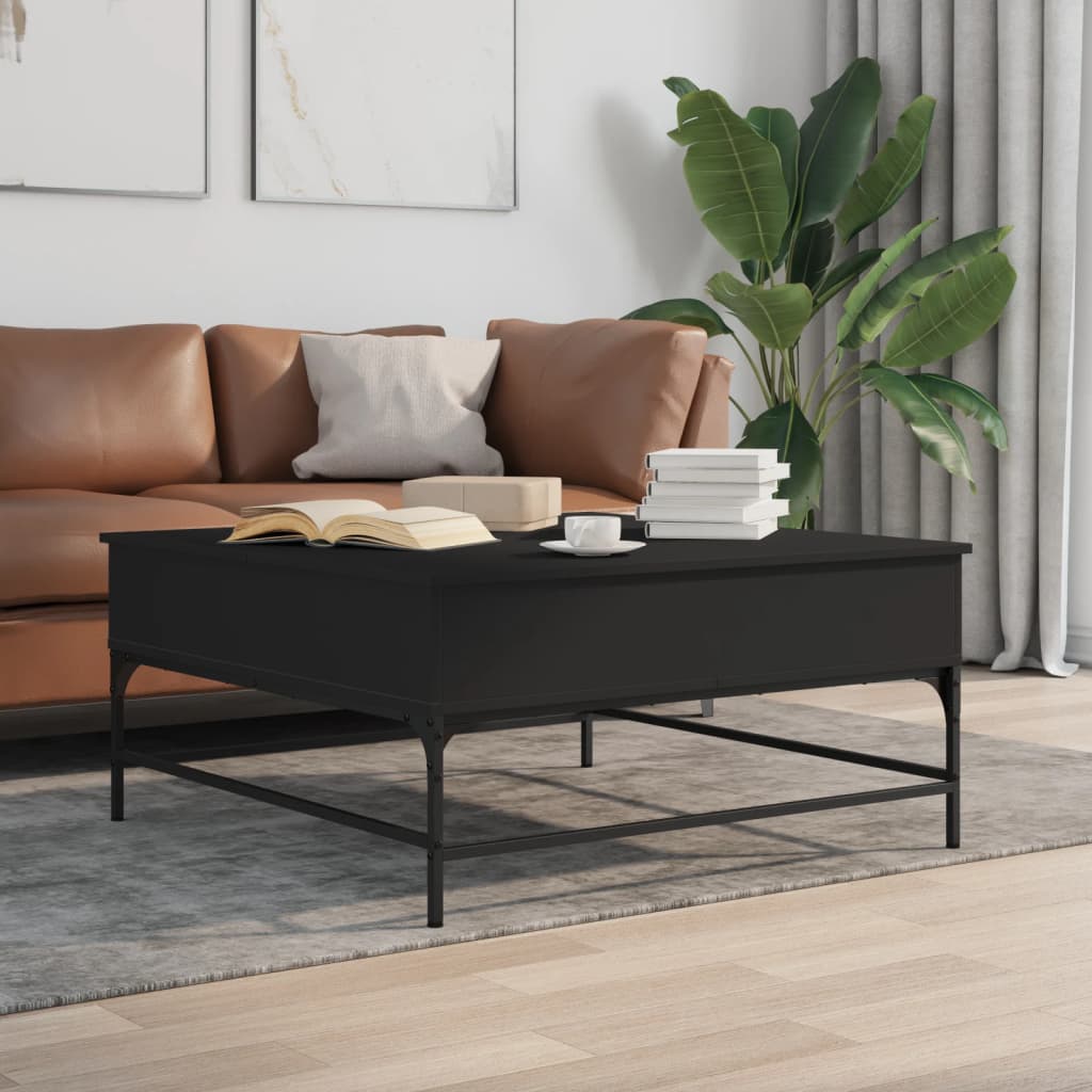 Coffee Table Black 95x95x45 cm Engineered Wood and Metal