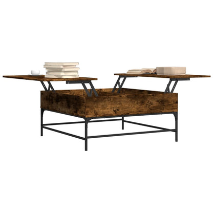 Coffee Table Smoked Oak 95x95x45 cm Engineered Wood and Metal