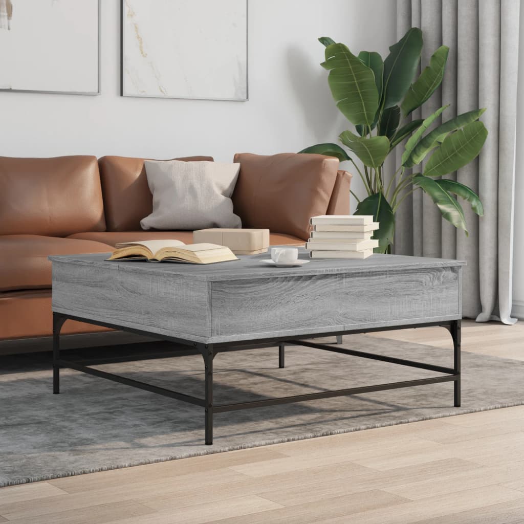 Coffee Table Grey Sonoma 95x95x45 cm Engineered Wood and Metal