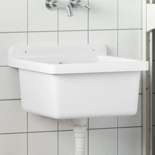 Sink Washbasin for Wall Mounting White 40x40x24 cm Resin