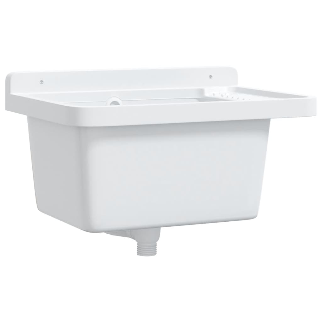 Sink Washbasin for Wall Mounting White 50x35x24 cm Resin