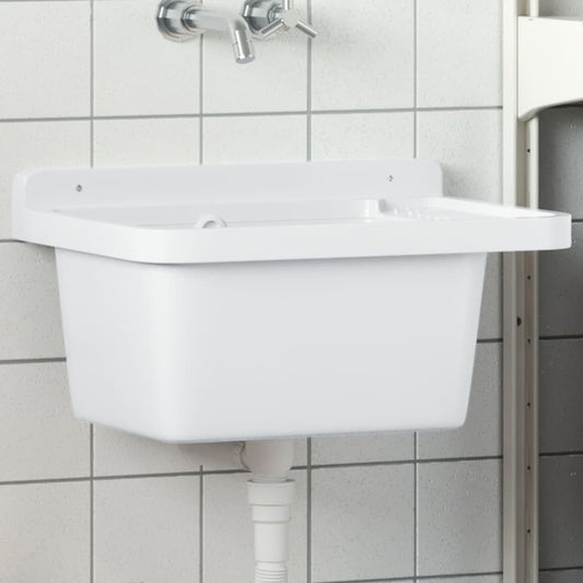 Sink Washbasin for Wall Mounting White 50x35x24 cm Resin