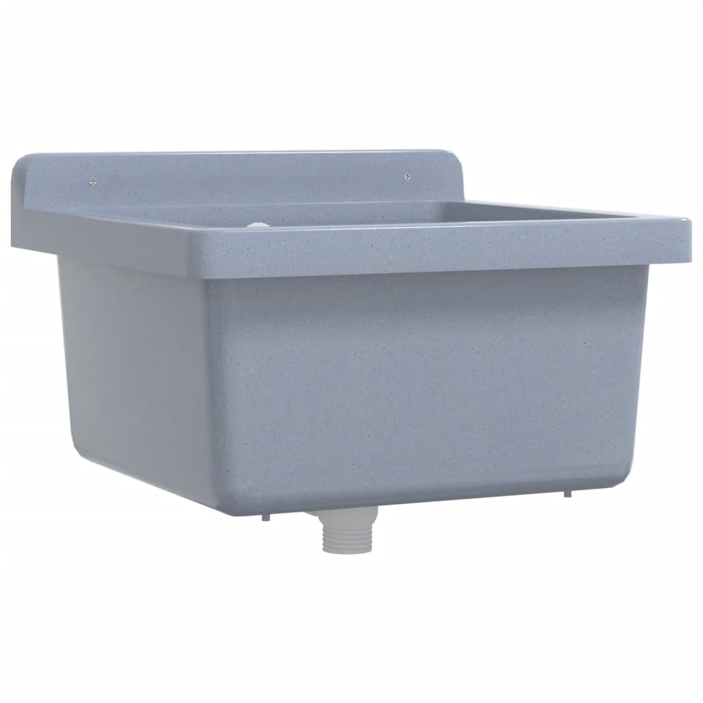 Sink Washbasin for Wall Mounting Grey 40x40x24 cm Resin