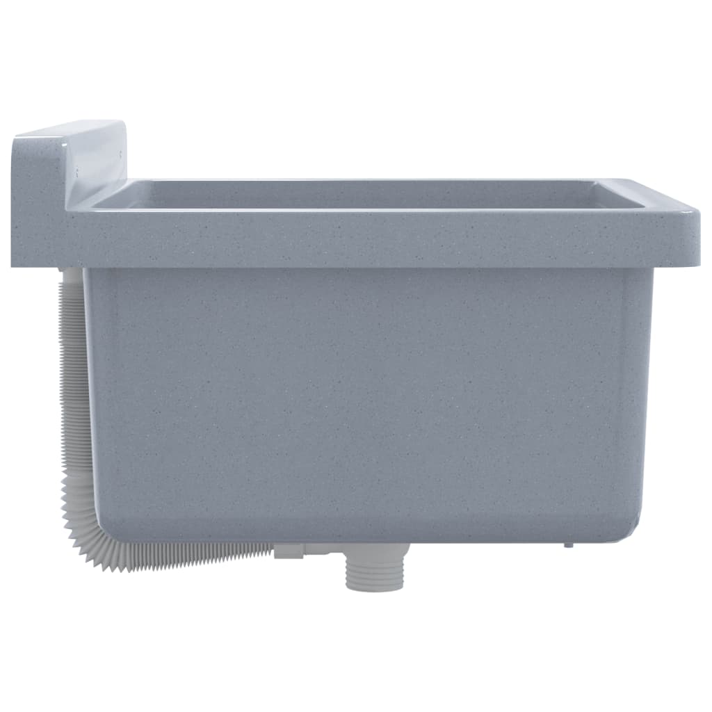 Sink Washbasin for Wall Mounting Grey 40x40x24 cm Resin