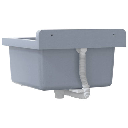 Sink Washbasin for Wall Mounting Grey 40x40x24 cm Resin