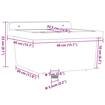 Sink Washbasin for Wall Mounting Grey 40x40x24 cm Resin