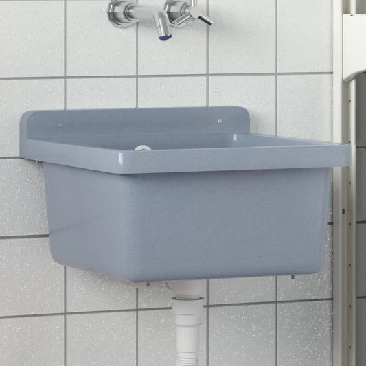 Sink Washbasin for Wall Mounting Grey 40x40x24 cm Resin