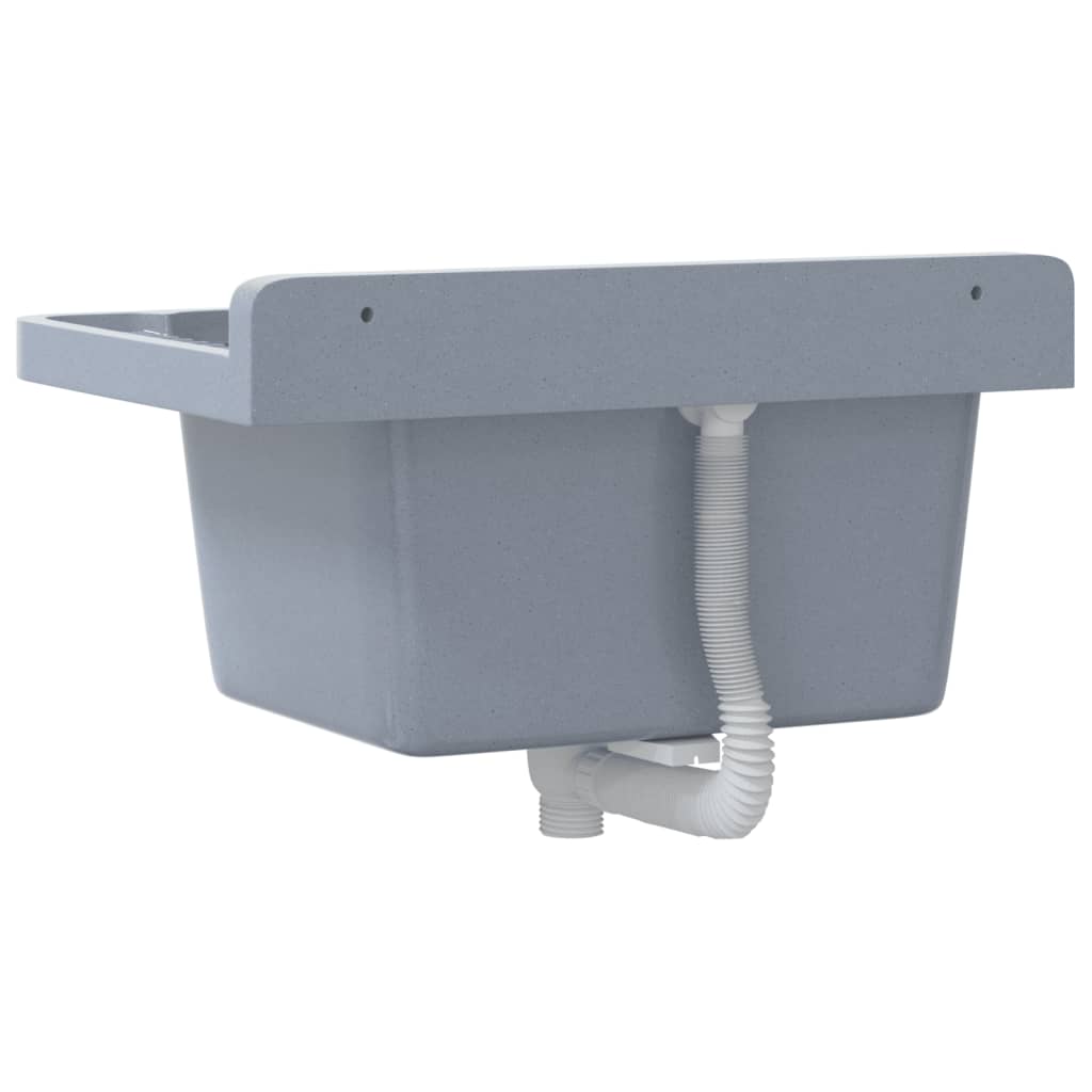 Sink Washbasin for Wall Mounting Grey 50x35x24 cm Resin