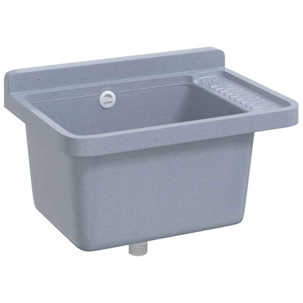 Sink Washbasin for Wall Mounting Grey 50x35x24 cm Resin