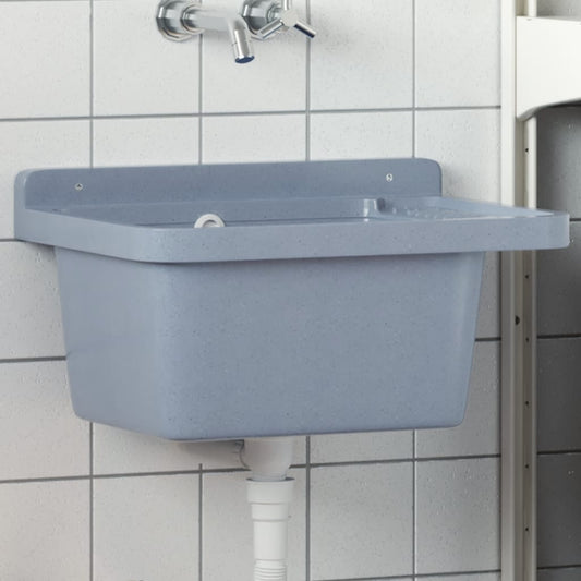 Sink Washbasin for Wall Mounting Grey 50x35x24 cm Resin