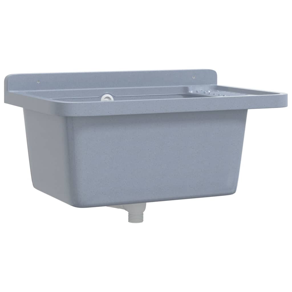 Sink Washbasin for Wall Mounting Grey 60x40x28 cm Resin