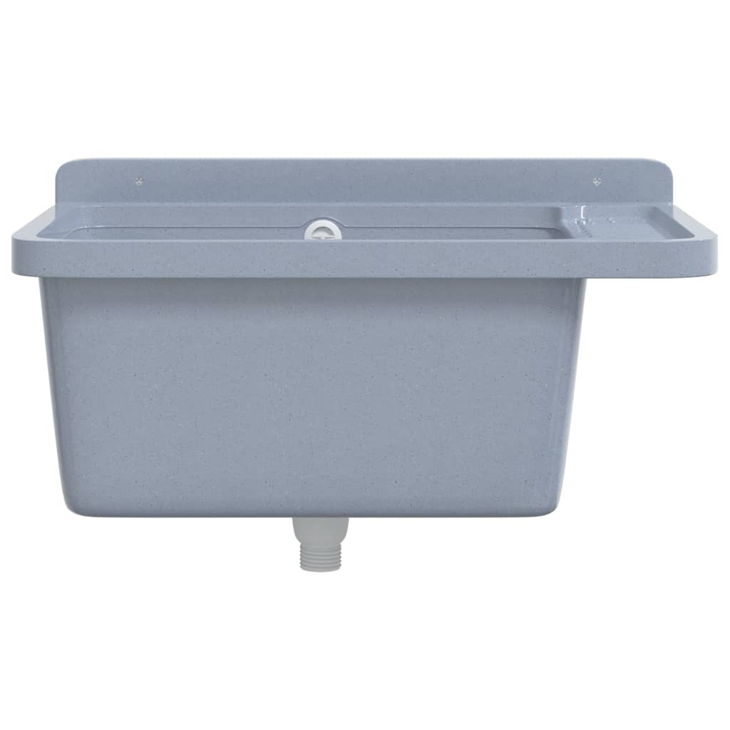 Sink Washbasin for Wall Mounting Grey 60x40x28 cm Resin