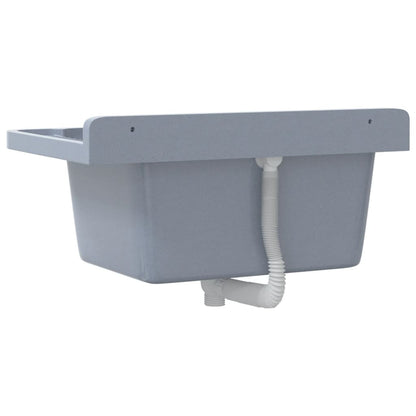 Sink Washbasin for Wall Mounting Grey 60x40x28 cm Resin