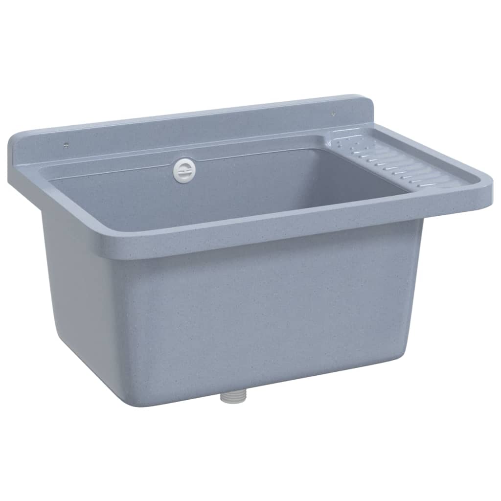 Sink Washbasin for Wall Mounting Grey 60x40x28 cm Resin