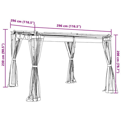 Gazebo with Mesh Walls Cream 3x3 m Steel