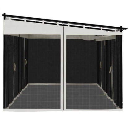 Gazebo with Mesh Walls Cream 6x3 m Steel