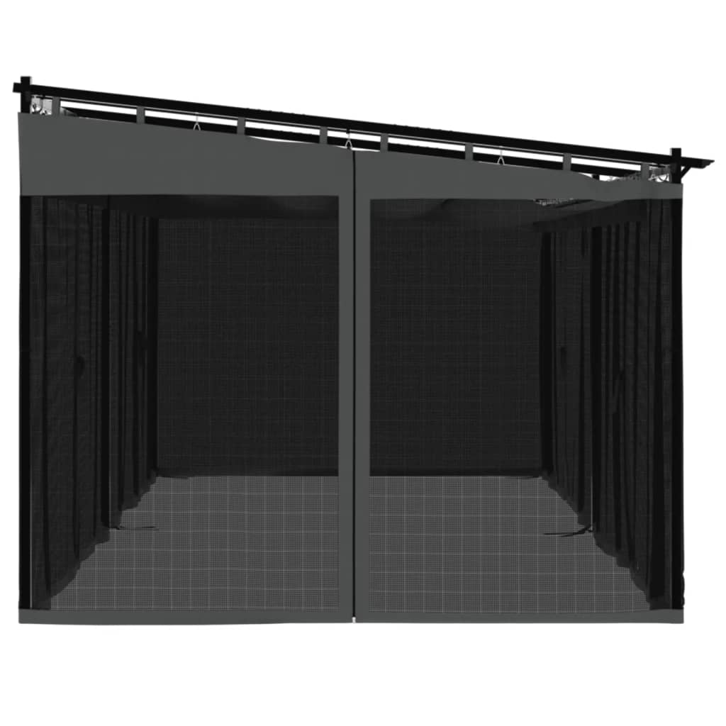 Gazebo with Mesh Walls Anthracite 6x3 m Steel