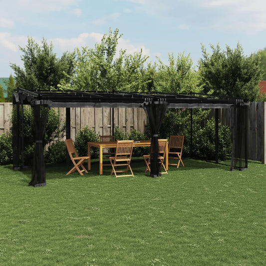 Gazebo with Mesh Walls Anthracite 6x3 m Steel