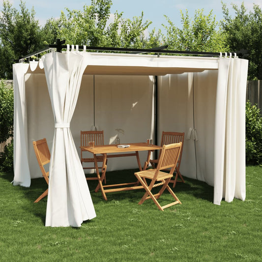 Gazebo with Curtains Cream 3x3 m Steel