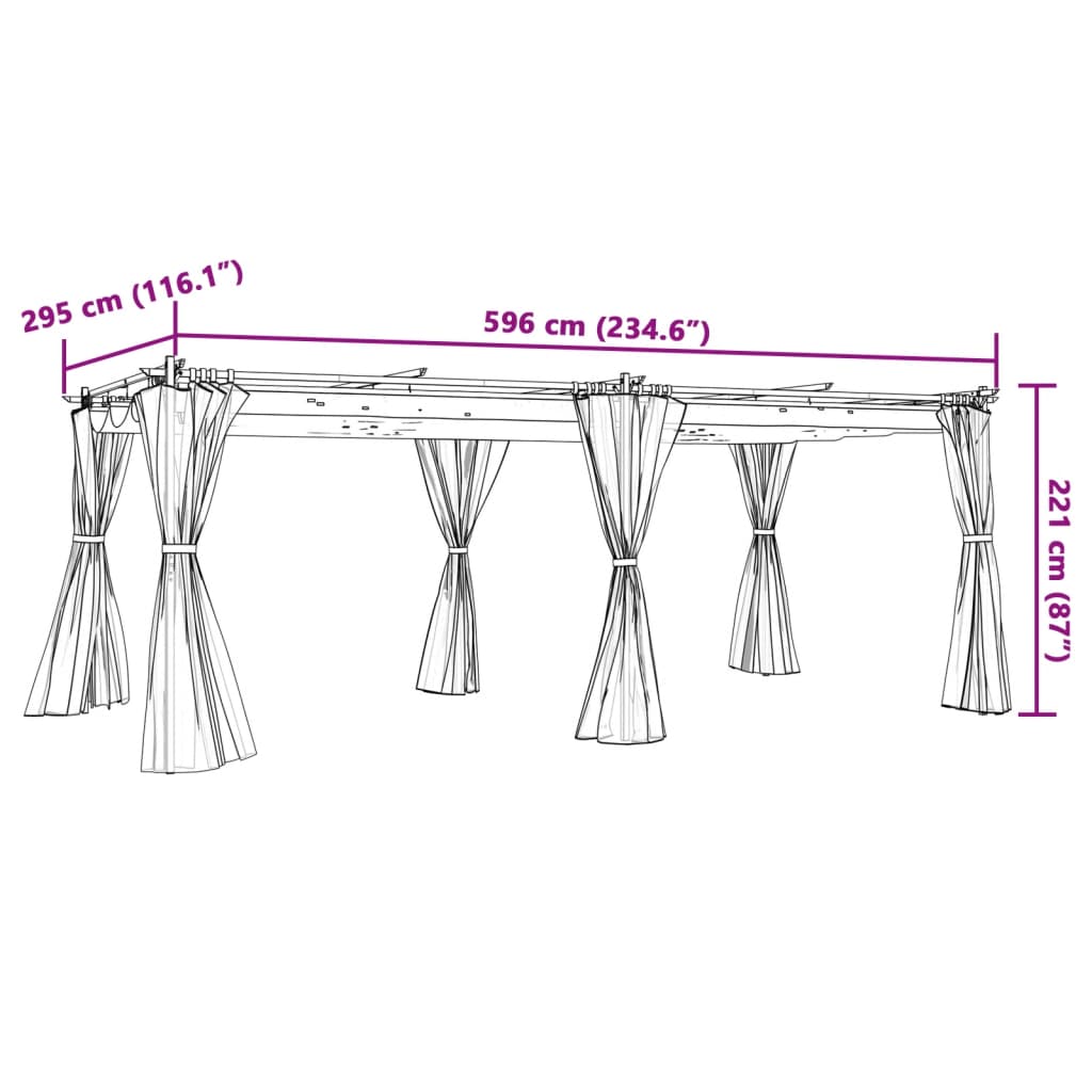 Gazebo with Curtains Cream 6x3 m Steel