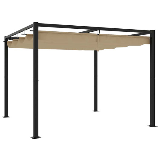 Garden Gazebo with Retractable Roof Taupe 3x3 m Steel