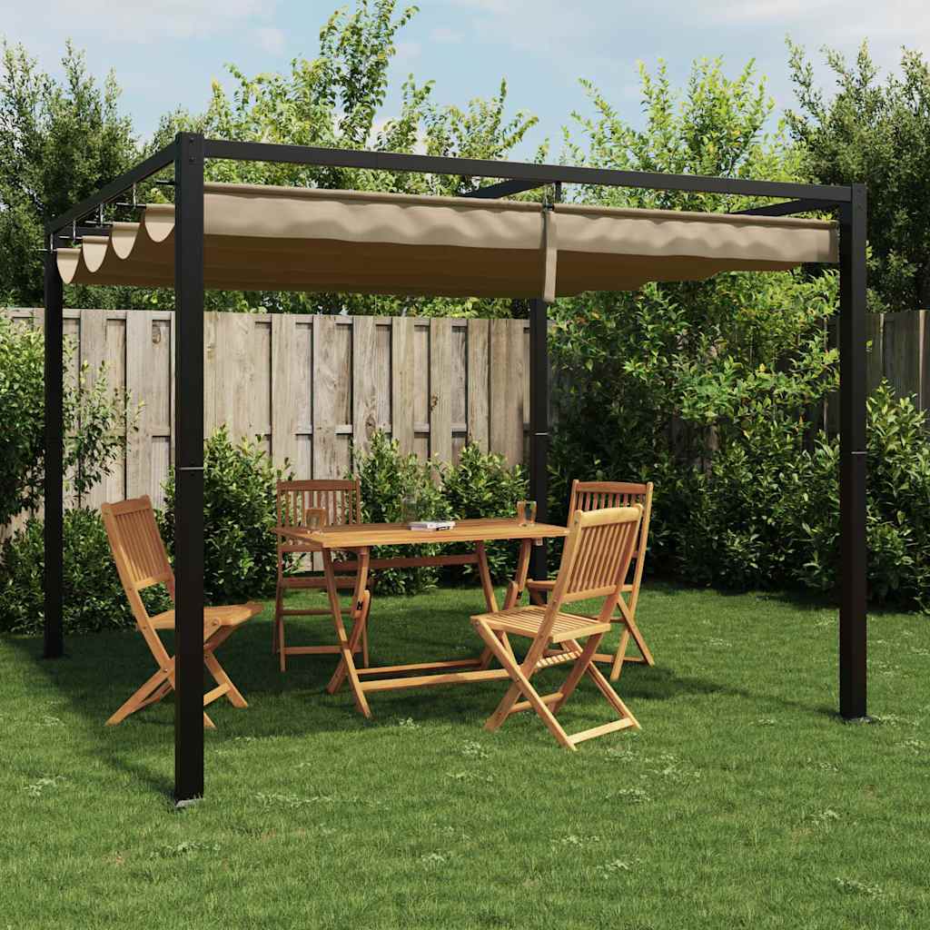 Garden Gazebo with Retractable Roof Taupe 3x3 m Steel