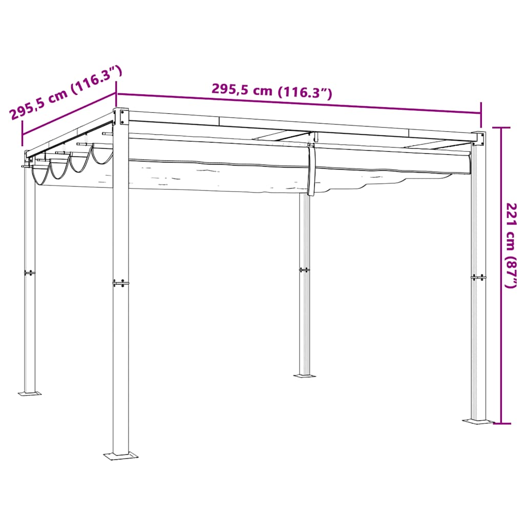 Garden Gazebo with Retractable Roof Taupe 3x3 m Steel