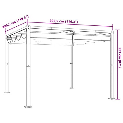 Garden Gazebo with Retractable Roof Taupe 3x3 m Steel