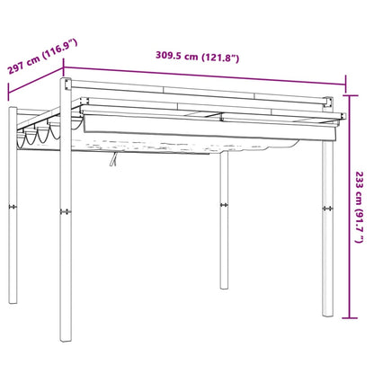 Garden Gazebo with Retractable Roof Cream 3x3 m Aluminium