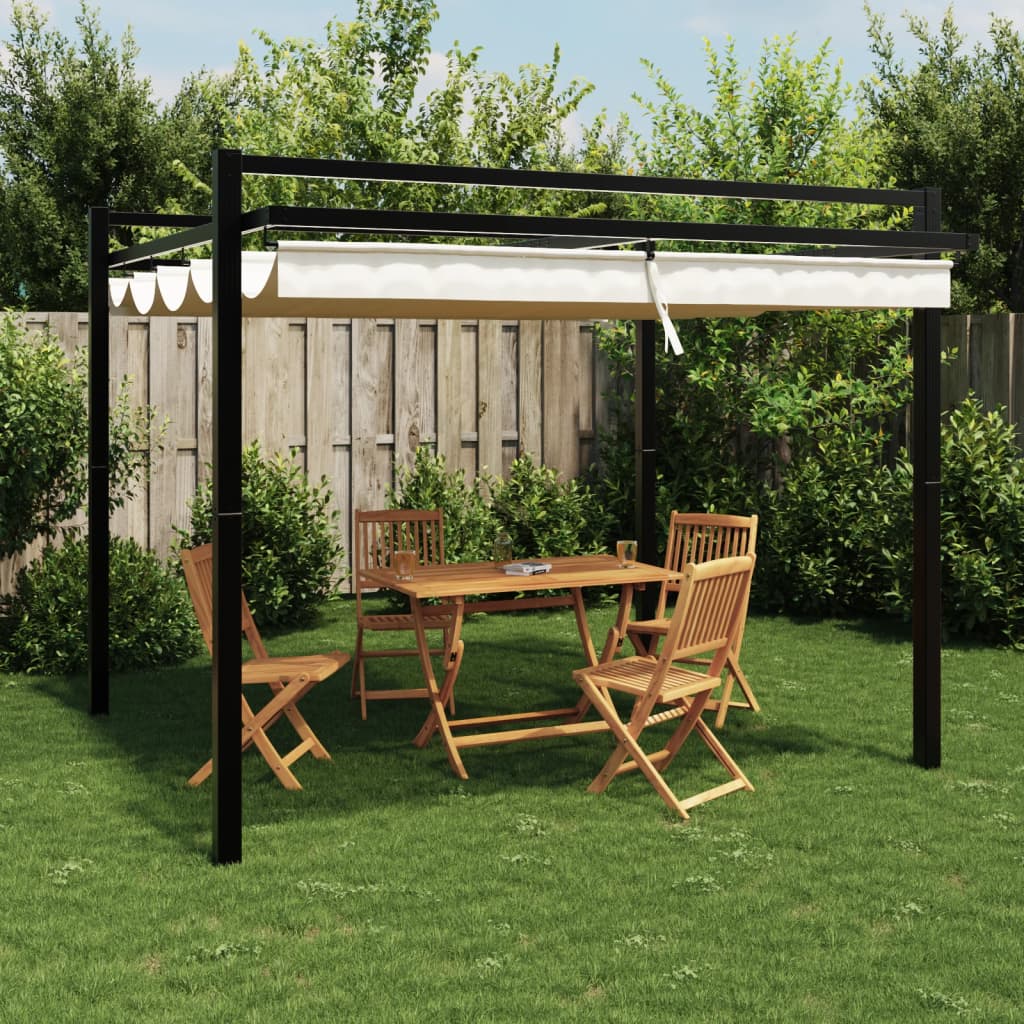 Garden Gazebo with Retractable Roof Cream 3x3 m Aluminium