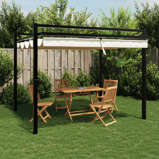 Garden Gazebo with Retractable Roof Cream 3x3 m Aluminium