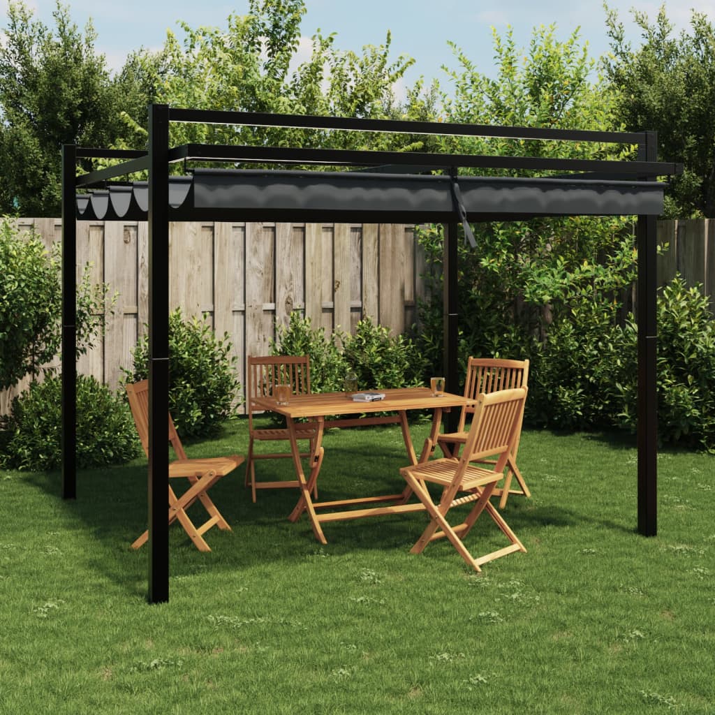 Garden Gazebo with Retractable Roof Anthracite 3x3 m Aluminium