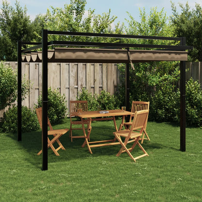 Garden Gazebo with Retractable Roof Taupe 3x3 m Aluminium