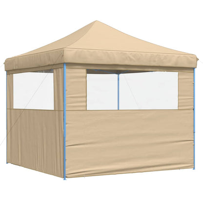 Foldable Party Tent Pop-Up with 2 Sidewalls Beige