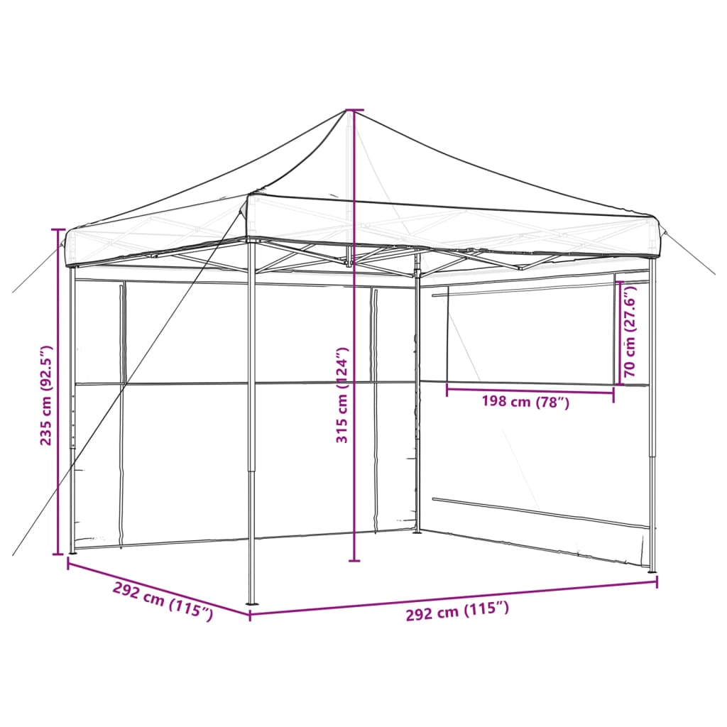 Foldable Party Tent Pop-Up with 2 Sidewalls Burgundy