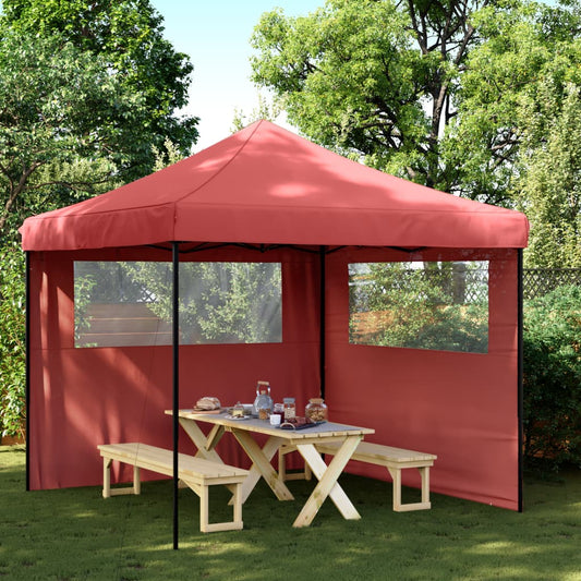 Foldable Party Tent Pop-Up with 2 Sidewalls Burgundy