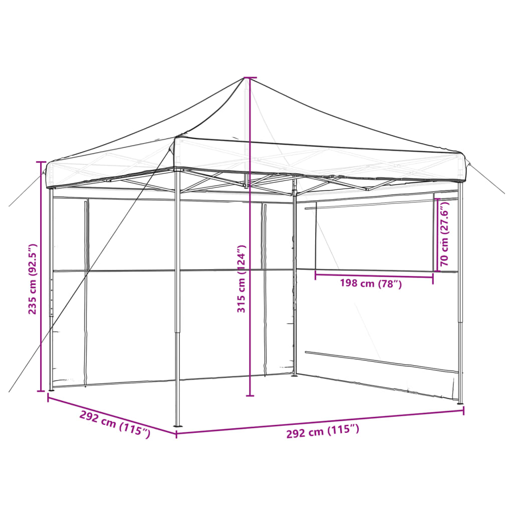 Foldable Party Tent Pop-Up with 2 Sidewalls Brown