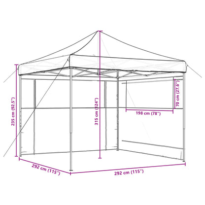 Foldable Party Tent Pop-Up with 2 Sidewalls Brown