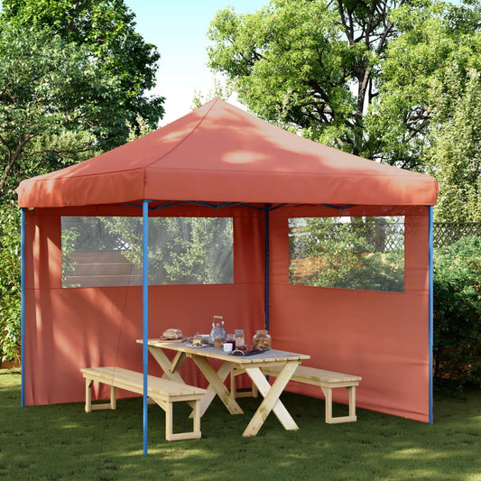 Foldable Party Tent Pop-Up with 2 Sidewalls Terracotta