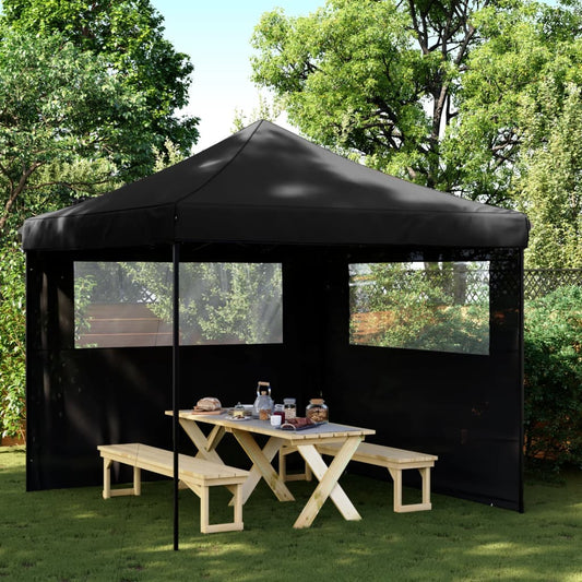 Foldable Party Tent Pop-Up with 2 Sidewalls Black