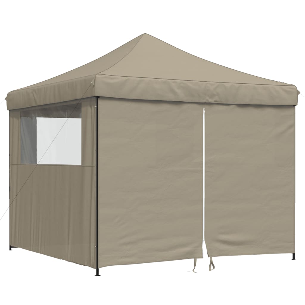 Foldable Party Tent Pop-Up with 4 Sidewalls Taupe