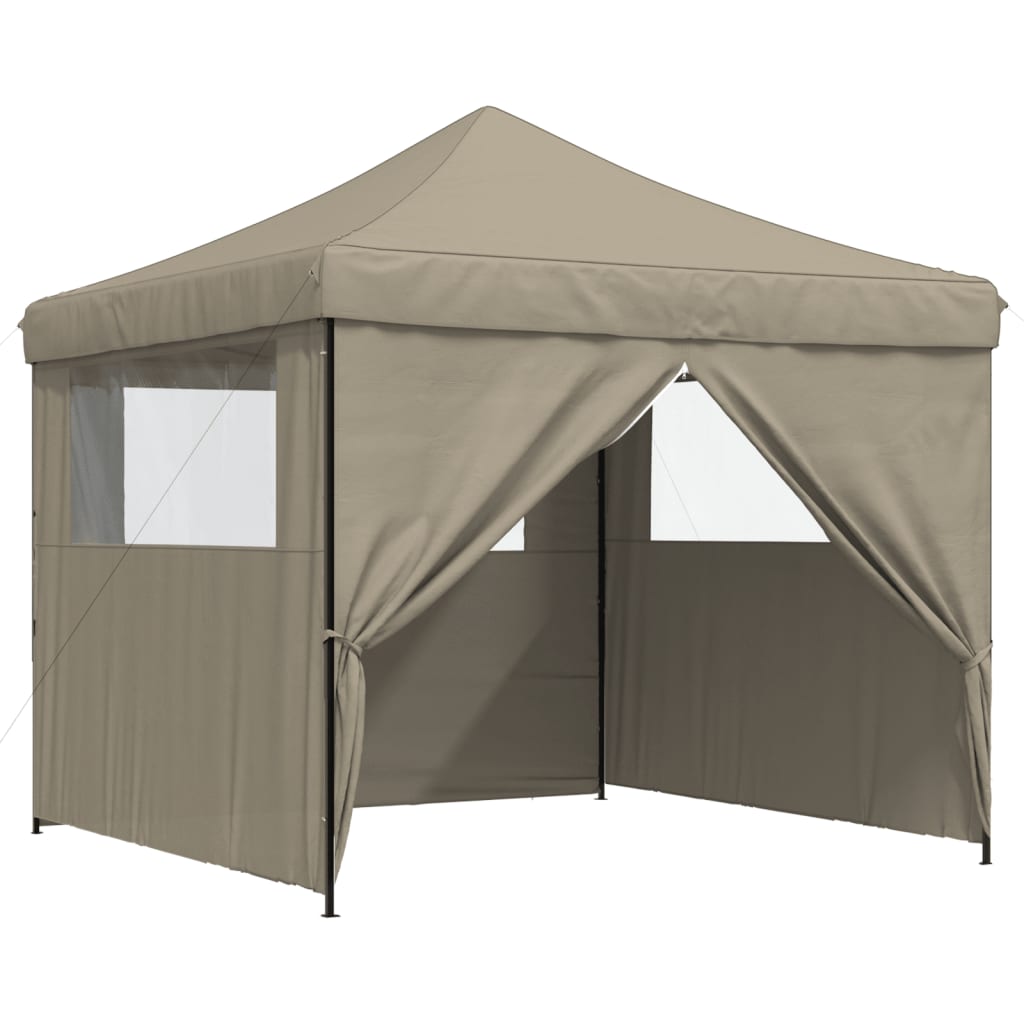 Foldable Party Tent Pop-Up with 4 Sidewalls Taupe