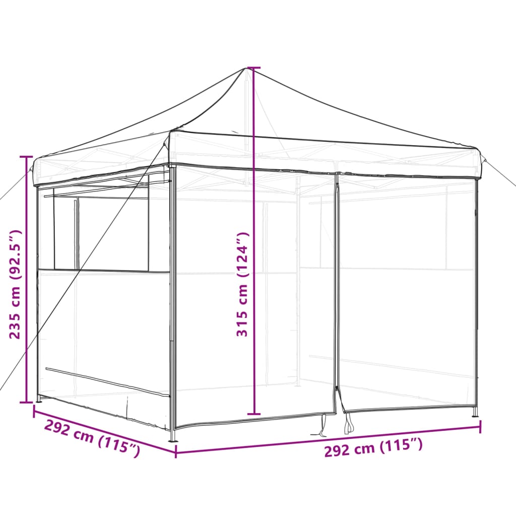 Foldable Party Tent Pop-Up with 4 Sidewalls Taupe